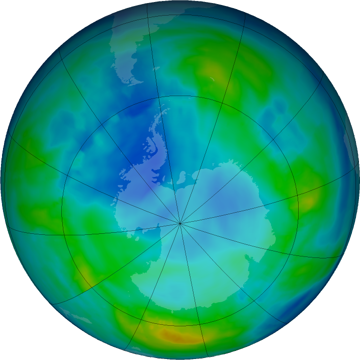 Antarctic ozone map for 06 May 2016